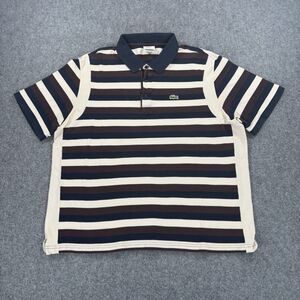 Lacoste Sport Polo Shirt Men's 8 (Measures  XXL) Short Sleeve Brown Tan Blue
